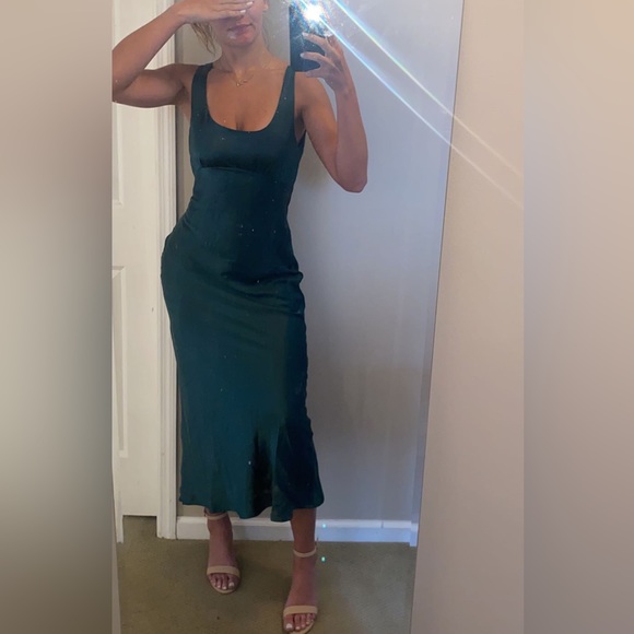 Hello Molly - Teal Midi Satin Dress (US 4) - Picture 7 of 8